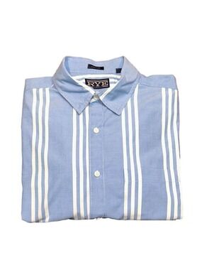 RYE by HAWKER RYE Sky Blue & White Striped Long Sleeve Button Down Shirt Size L